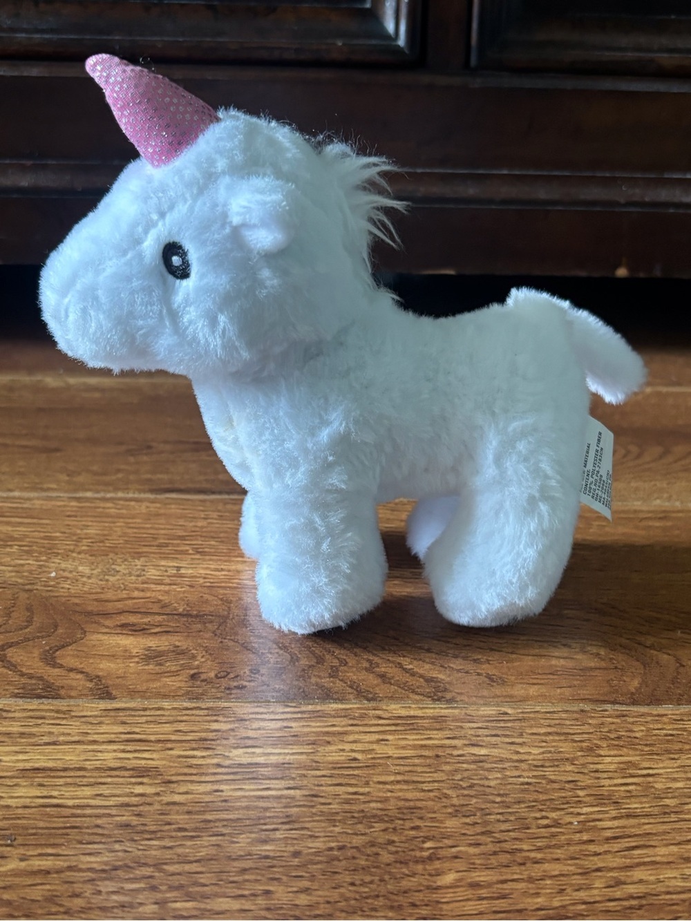 White Plush Unicorn with Pink Glitter Horn - Soft Cuddly Toy